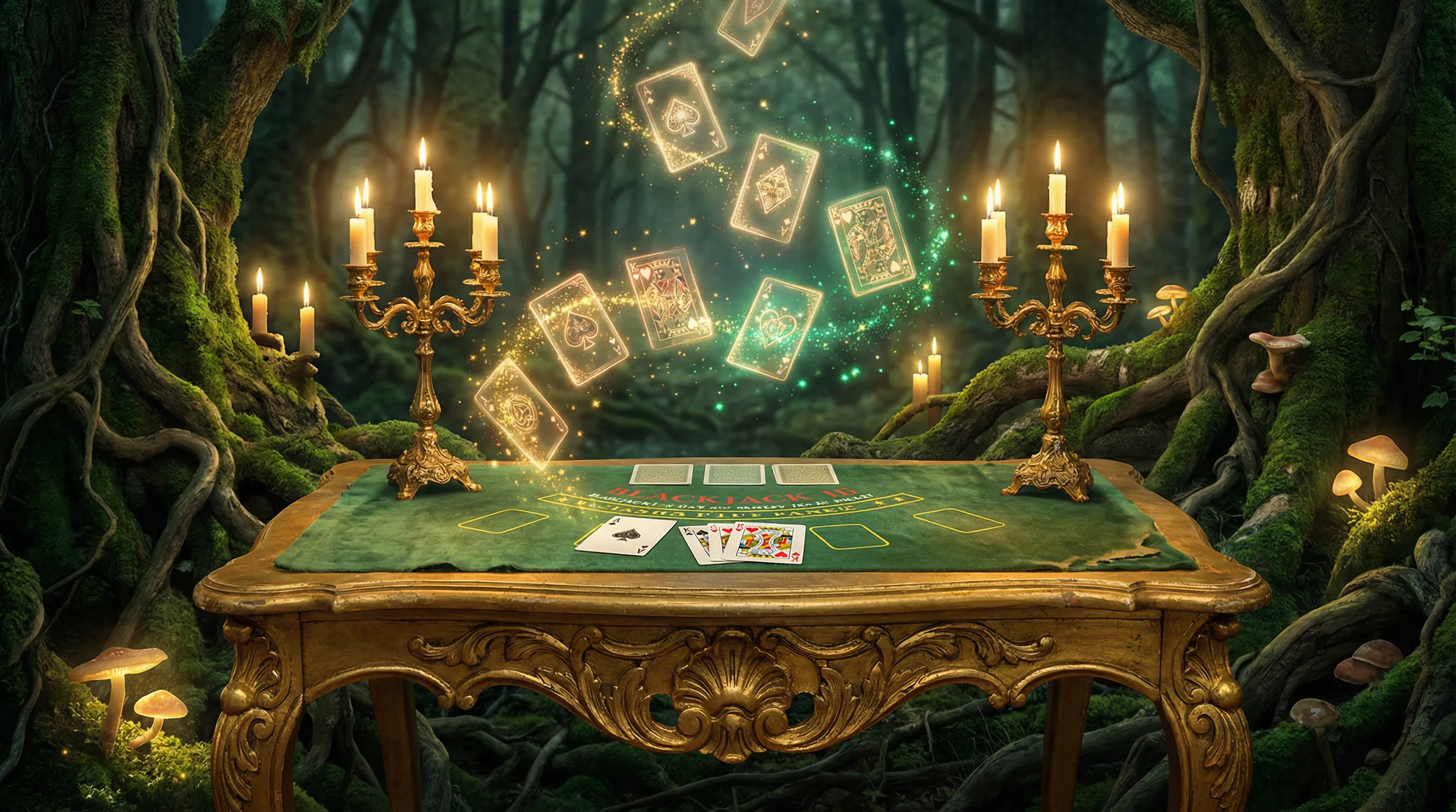 Mesa de blackjack encantada com cartas mágicas no Vaidebet