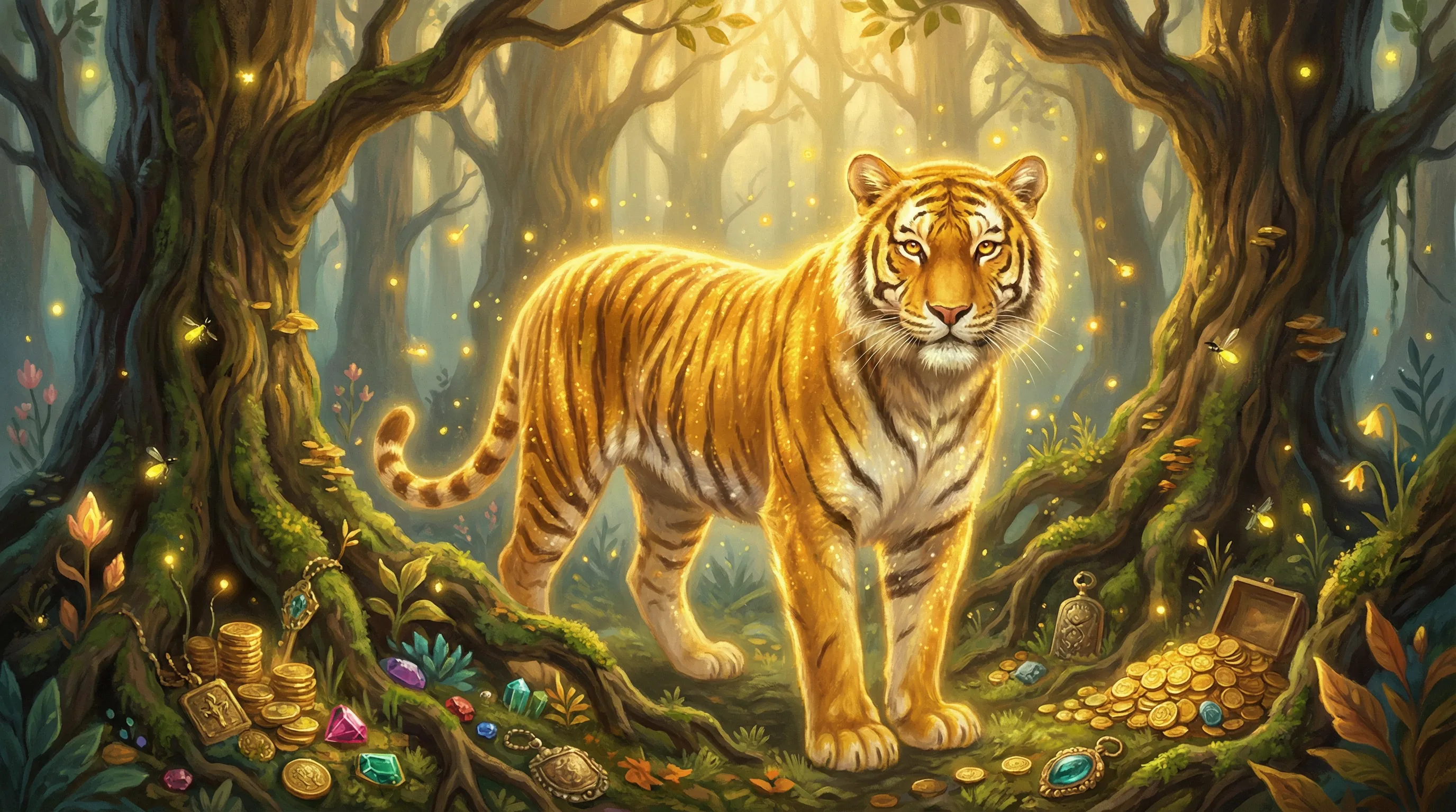 Tigre dourado da fortuna com moedas mágicas no Vaidebet